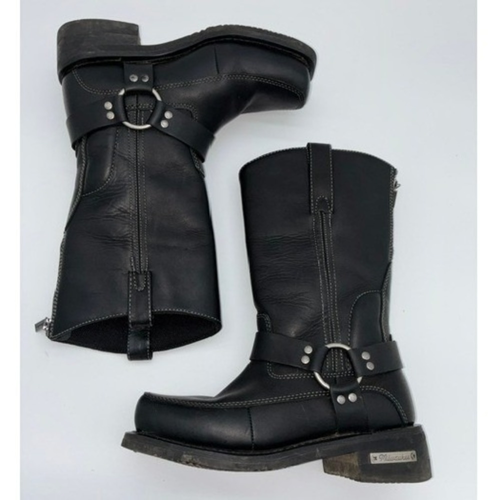Milwaukee Motorcycle Clothing Co Mens Black Leather Harness Boots MB431 Size 8D